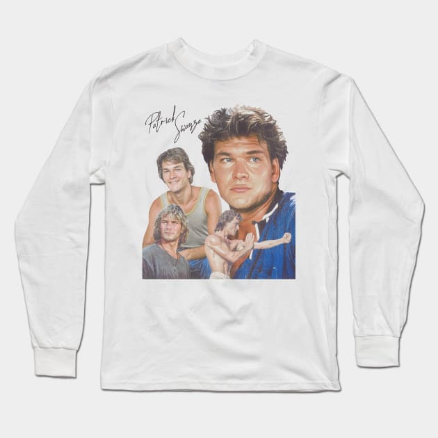 Patrick Swayze Retro Tribute Long Sleeve T-Shirt by darklordpug